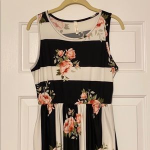 Floral striped maxi dress